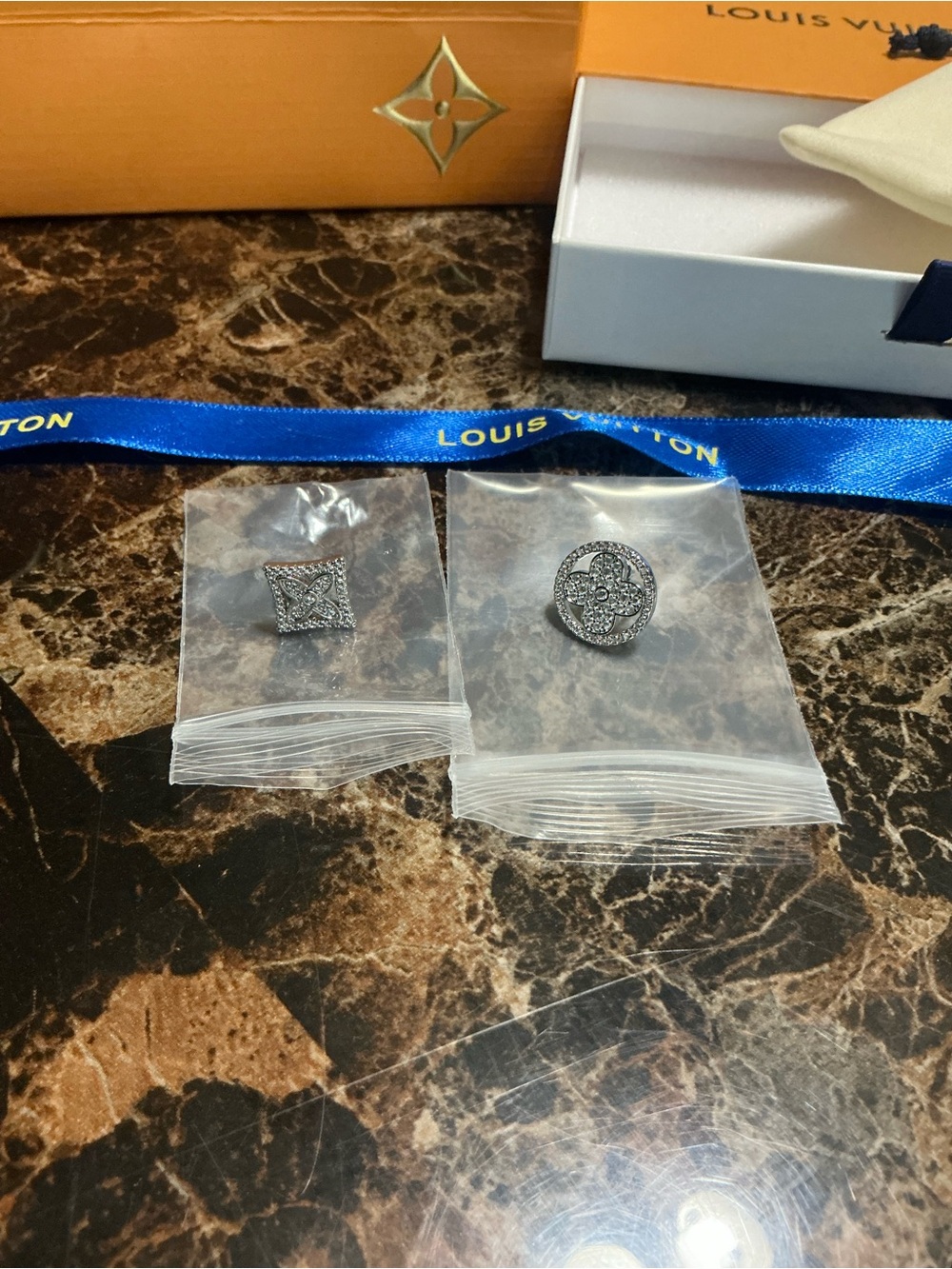 Louis Vuitton Sliver Monogram Earrings